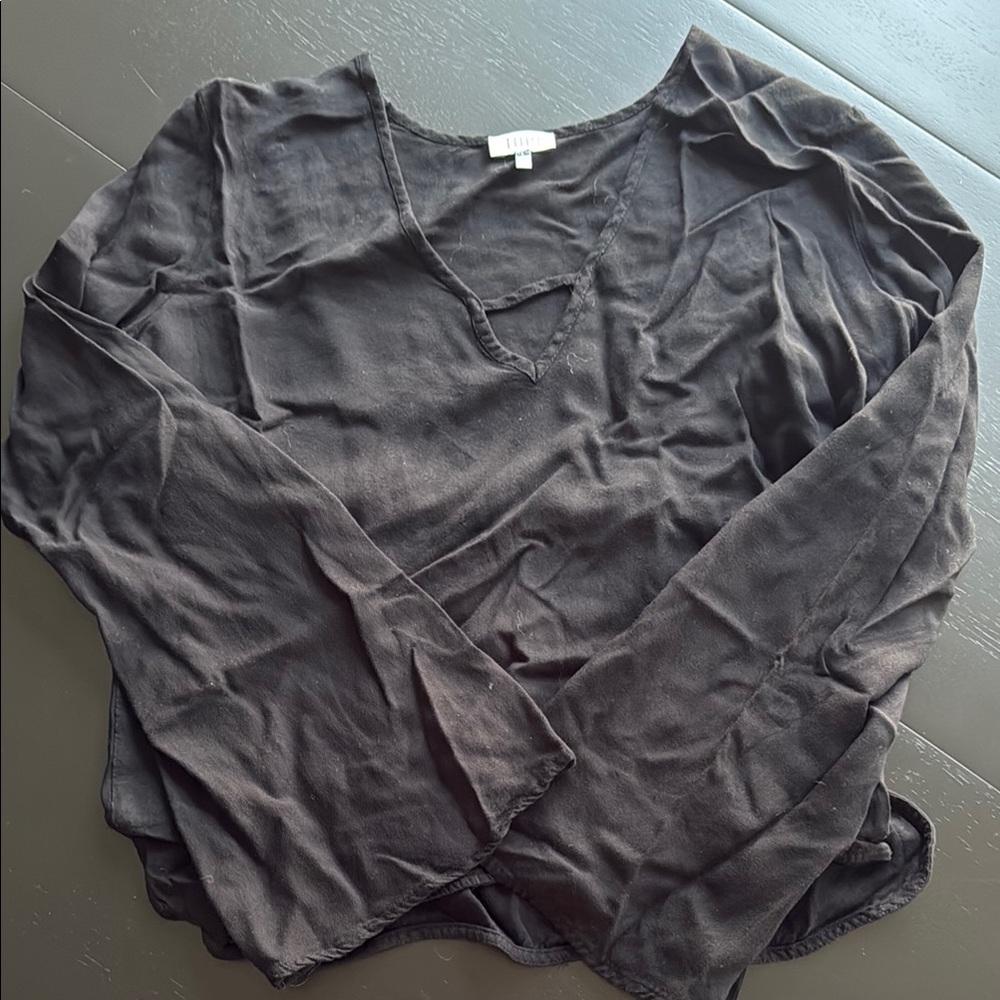 Tobi Black Asymmetrical Blouse - M